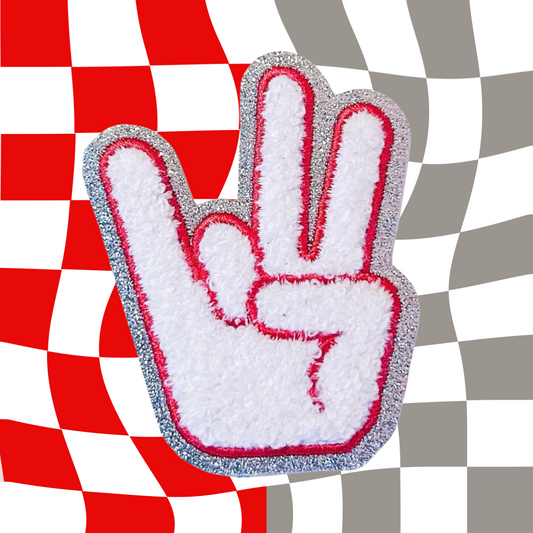 University of Houston Hand Sign Chenille Patch | Coogs House! | UH Pride | Silver Glitter Border