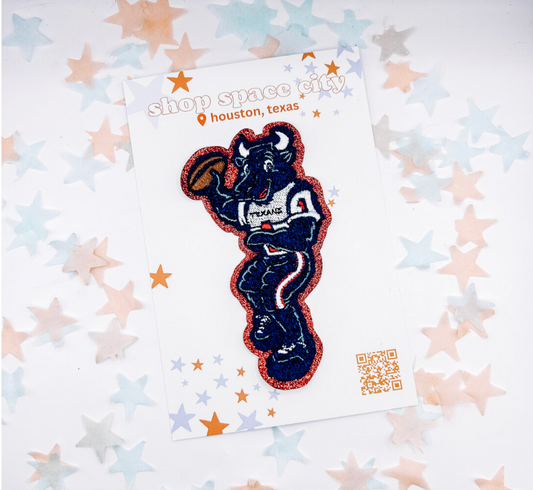 Houston Texans Patch | Houston Texans Mascot Toro | Trendy Adhesive Patch