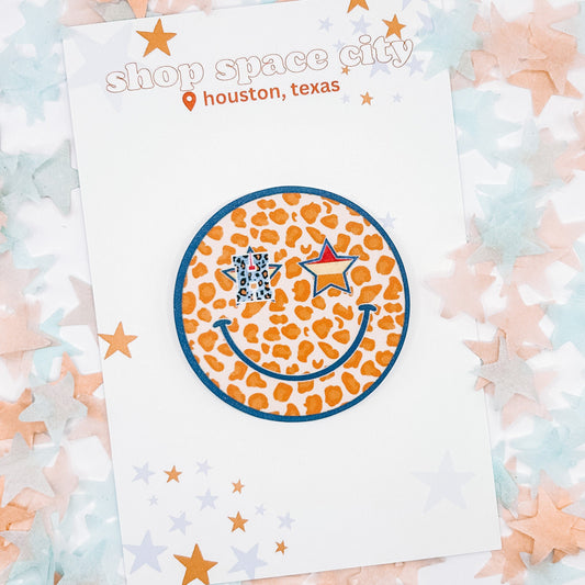 Houston Astros  Smiley Face Animal Print  | Minute Maid | Retro | Baseball | World Series Champions -  custom matte 2.5 inch sticker