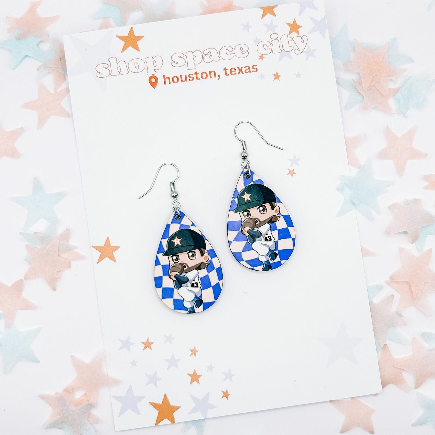 Houston Astros Lance McCullers Jr. #43 LMJ Earrings | Teardrop Earrings | Jewelry | Baseball Mascot | World Series Champions