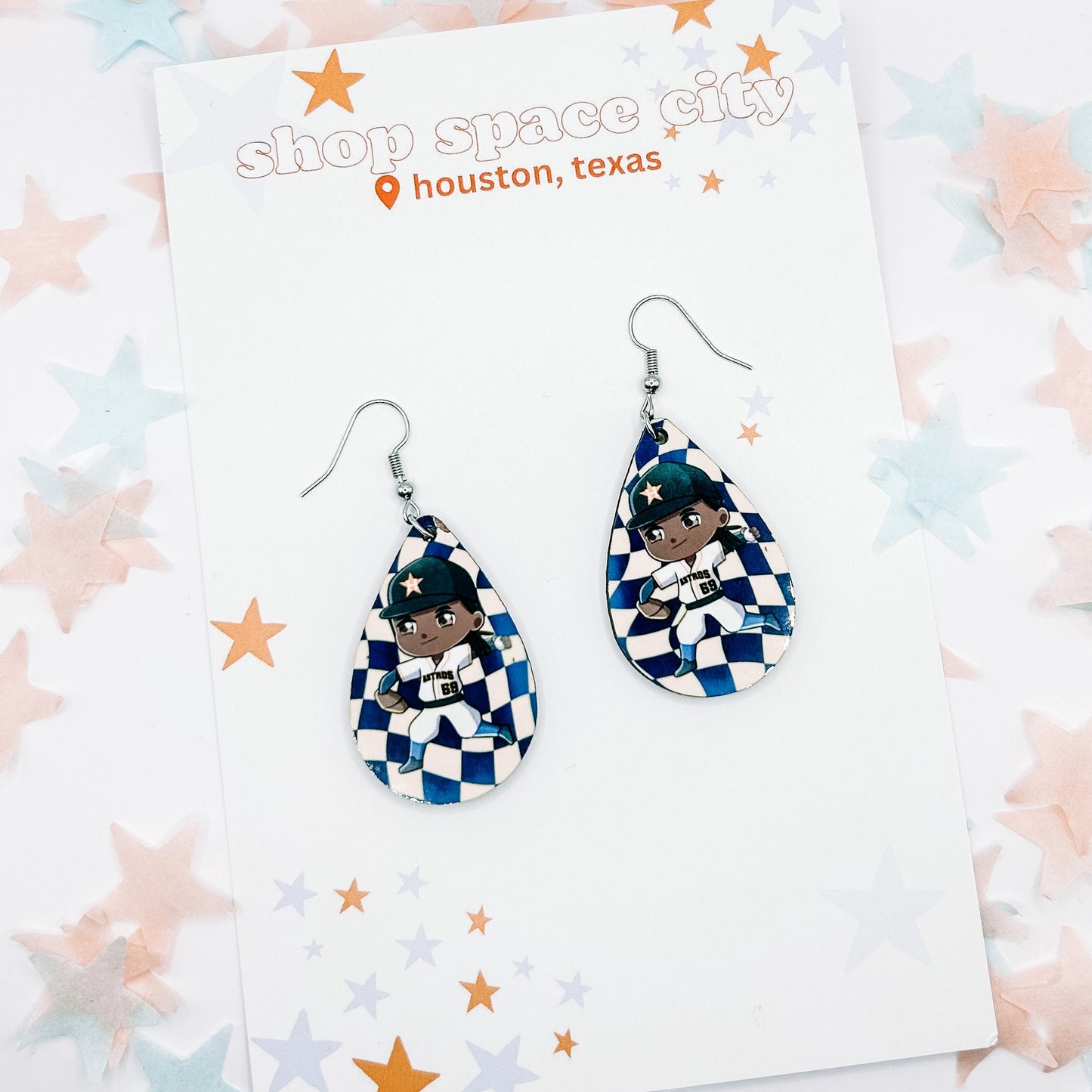 Houston Astros Framber Valdez #59 The Framchise Earrings | Teardrop Earrings | Jewelry | Baseball Mascot | World Series Champions