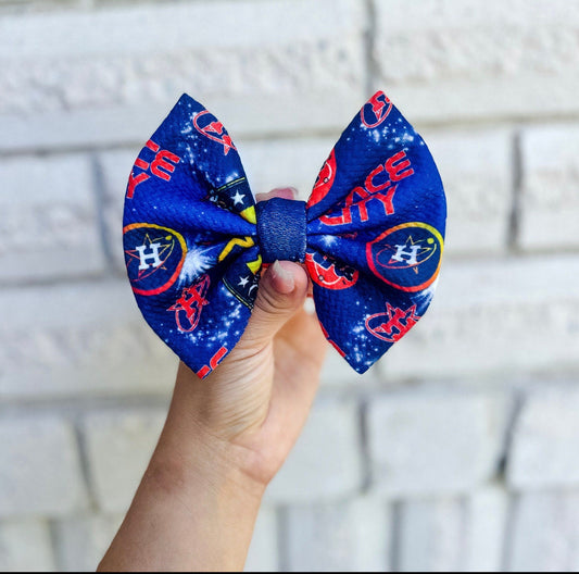 Houston Astros space city  Collection nylon bullet  Bow, Solid Color Bow, Matching Bow, Classic Bow, 5 Inch Hair Bows, Hair Accessories