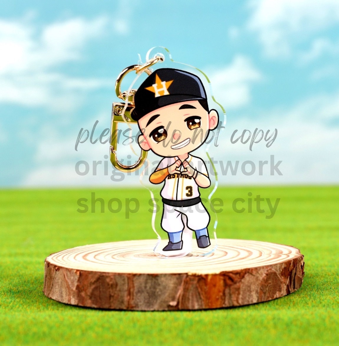 Houston Astros Jeremy Pena JP3 Acrylic Keychain / 2.5 in Single Sided Charm Gold Hardware / Kawaii Cute Lover Gift /  Baseball / WS MVP