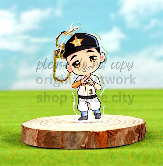 Houston Astros Jeremy Pena JP3 Acrylic Keychain / 2.5 in Single Sided Charm Gold Hardware / Kawaii Cute Lover Gift /  Baseball / WS MVP