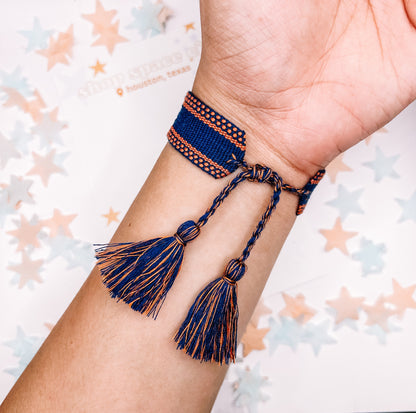 Boho Embroidered Houston Astros Tassel Bracelet