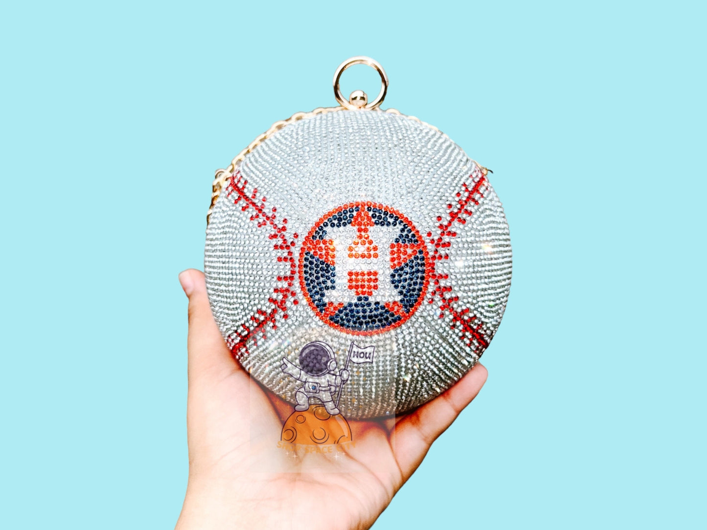 Bling Bling Baseball Purse | Houston Baseball | Baseball Bag | Luxury Bedazzled Purse